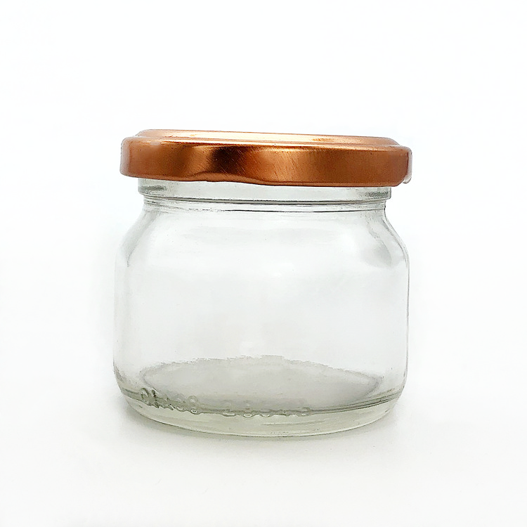 recyclable mini 70ml clear round glass jam jar with lid