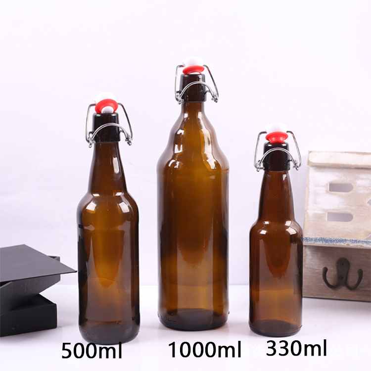 Home Brewing Glass Beer Bottle With Easy Wire Swing Cap Airtight Rubber Seal Amber 330ml 500ml 4943