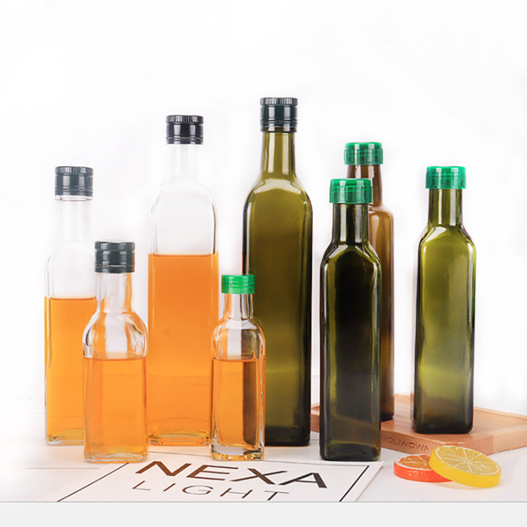 hot sale 100ml-1L square glass storage bottle for olive oil with lid