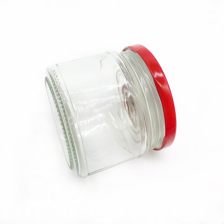 food grade 300ml clear round glass pickle jar with metal lid