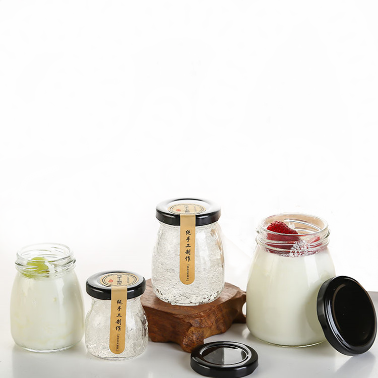 customized 50ml 100ml 200ml glass jelly jar pudding jar with metal lid