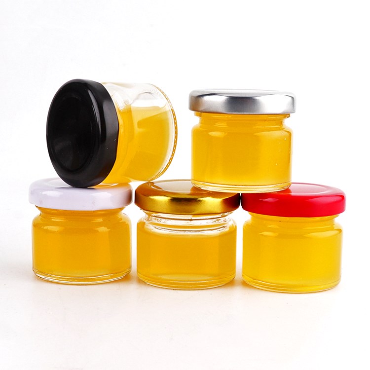 empty 1oz 25ml mini round glass honey jar jam jar with lid