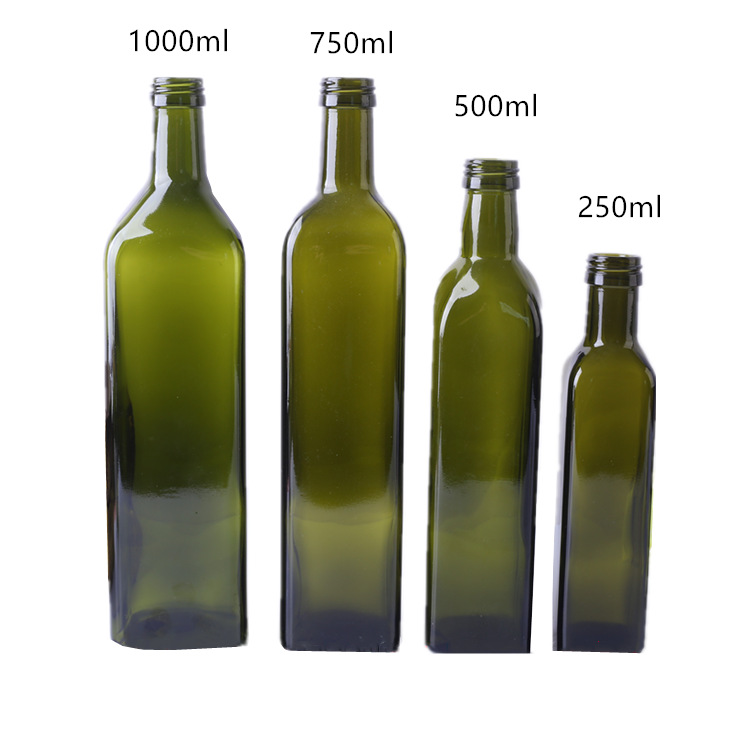 hot sale 100ml-1L square glass storage bottle for olive oil with lid