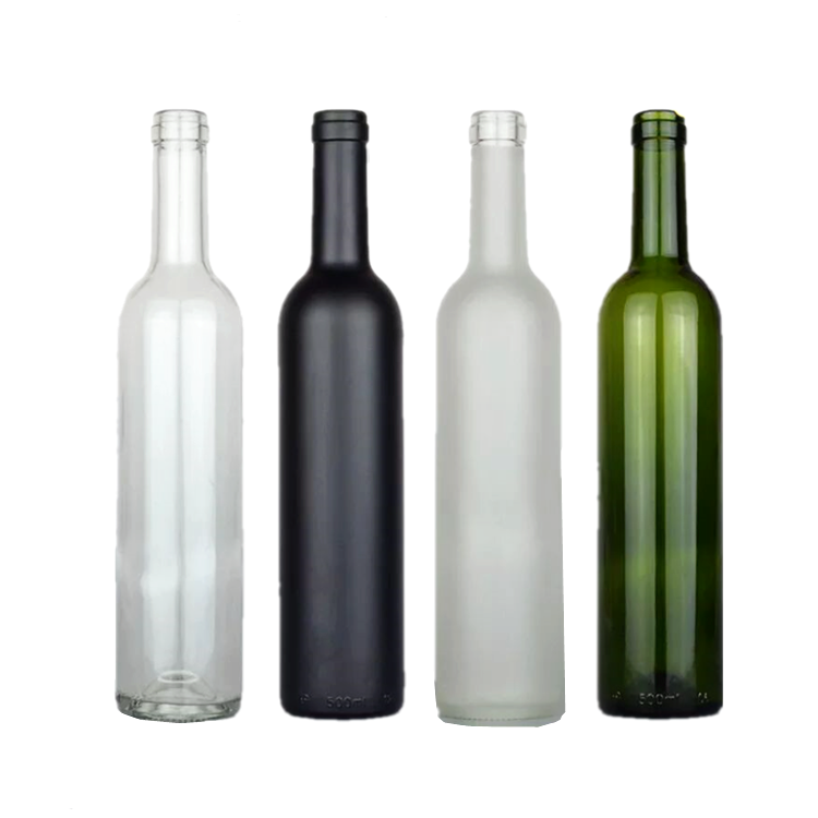 factory price 500ml 750ml empty Bordeaux shape glass wine bottles with cork