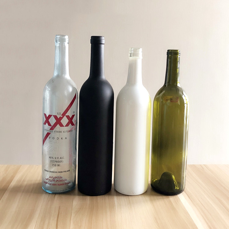 factory price 500ml 750ml empty Bordeaux shape glass wine bottles with cork