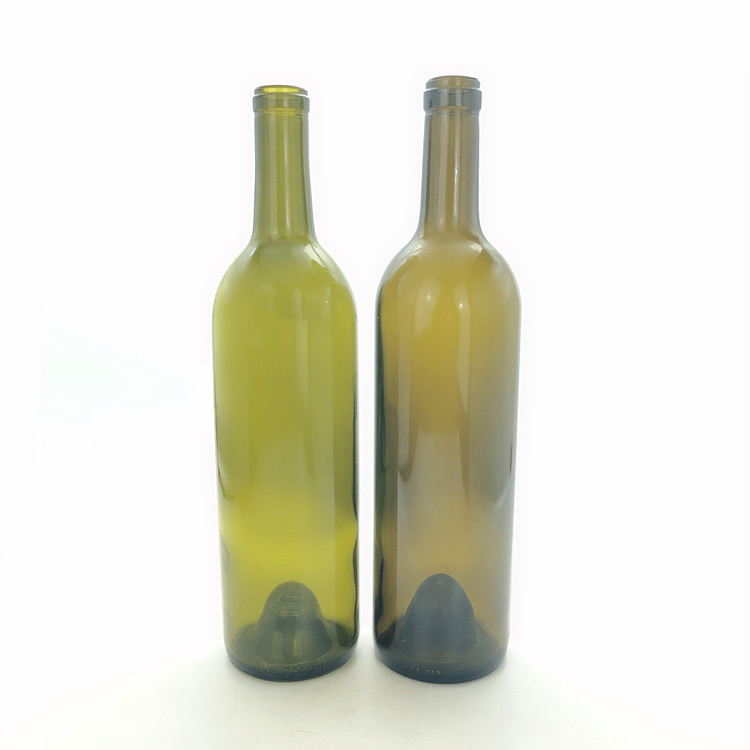 factory price 500ml 750ml empty Bordeaux shape glass wine bottles with cork