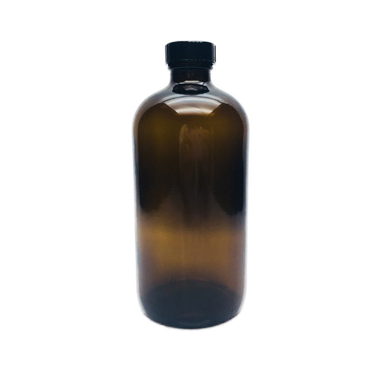 Boston round 500ml amber brown glass bottles for Potion with plastic 28-410 screw cap