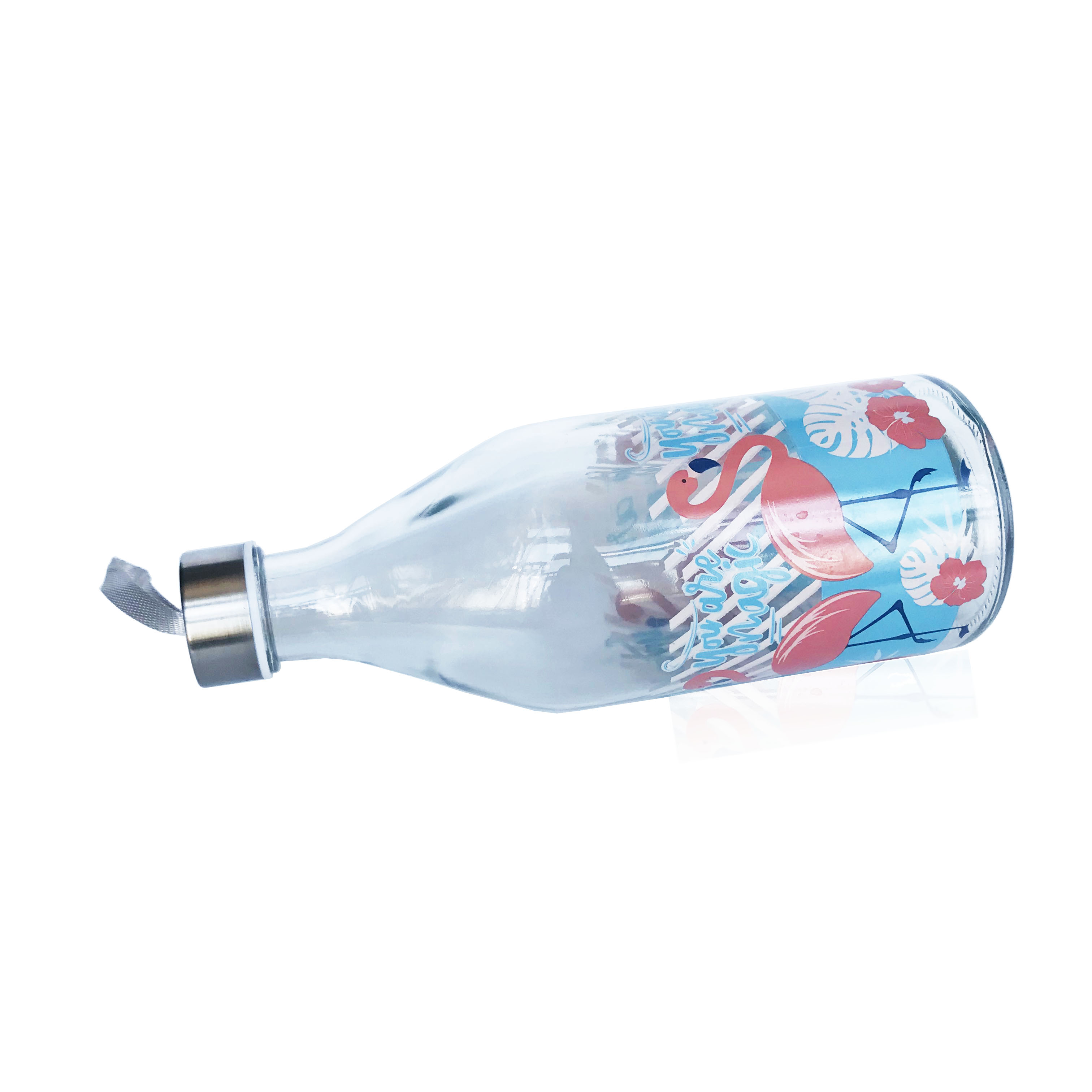 Decal print 1 liter 1000 ml round shape glass bottle