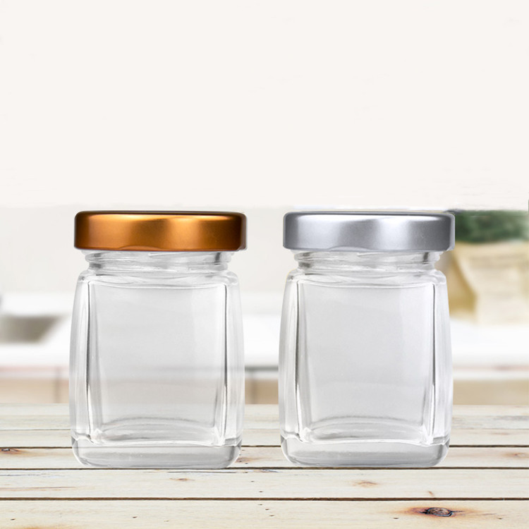 Food grade 50ml 75ml 100ml square glass jam jar bird’s nest jar with lid