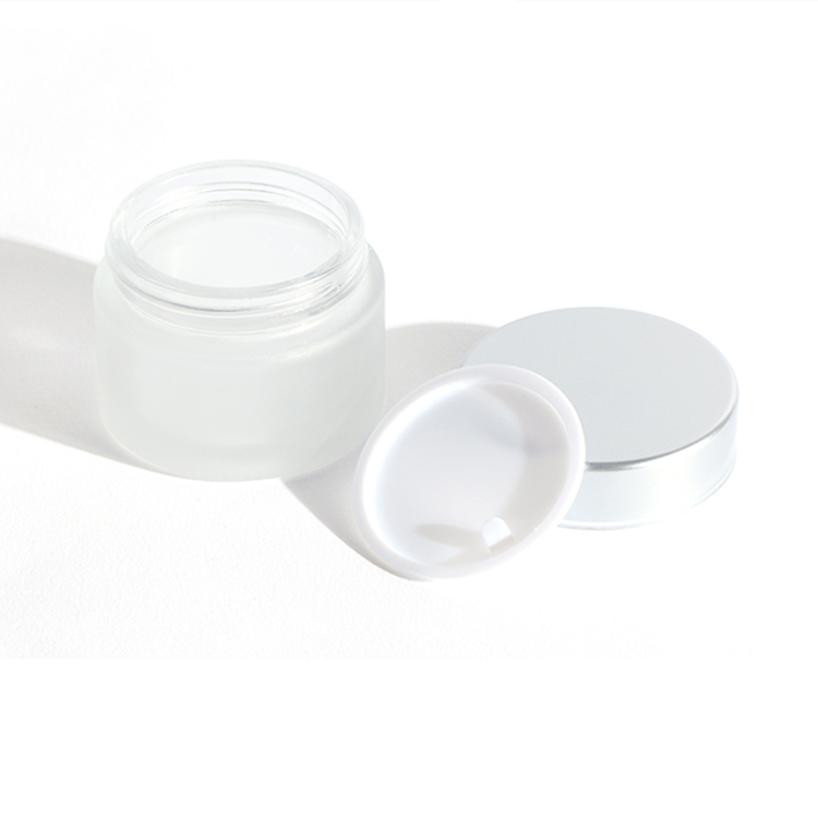 5g-100g round frosted glass cosmetic jar for face cream with cap