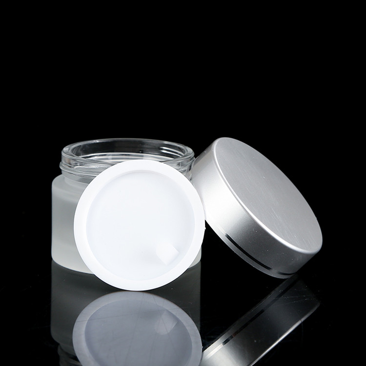 5g-100g round frosted glass cosmetic jar for face cream with cap