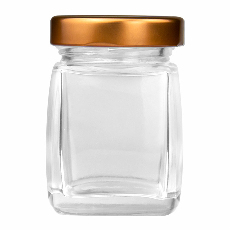 Food grade 50ml 75ml 100ml square glass jam jar bird’s nest jar with lid