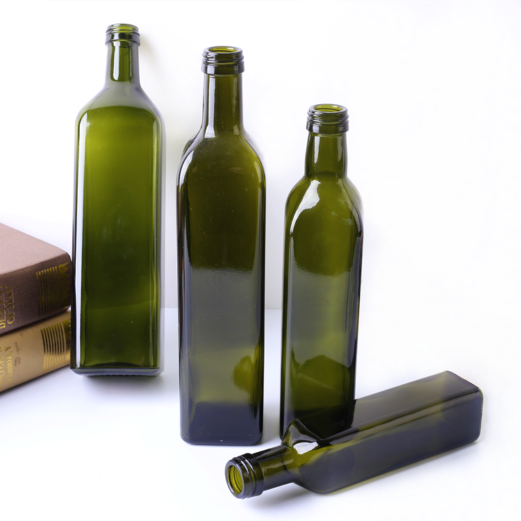 hot sale 100ml-1L square glass storage bottle for olive oil with lid