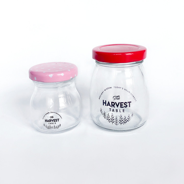 customized 50ml 100ml 200ml glass jelly jar pudding jar with metal lid