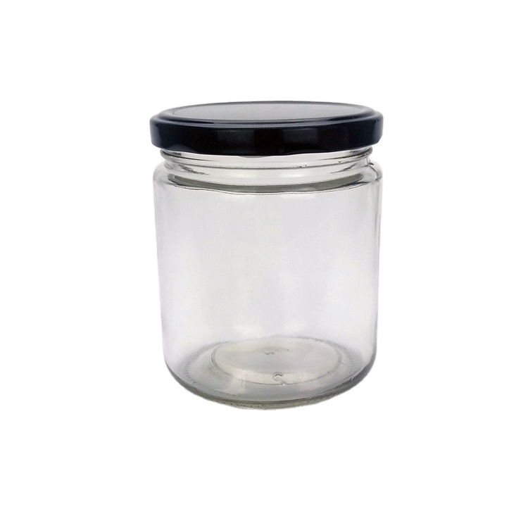 Food grade round 450ml wide mouth glass storage jar with 82mm lug cap