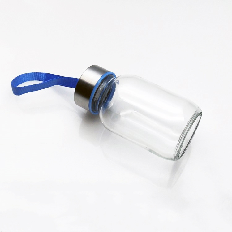 Portable mini cute 150ml clear glass water bottle with stainless steel cap