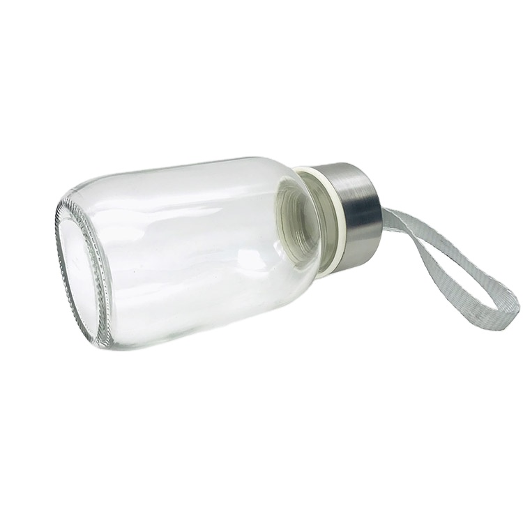 Portable mini cute 150ml clear glass water bottle with stainless steel cap