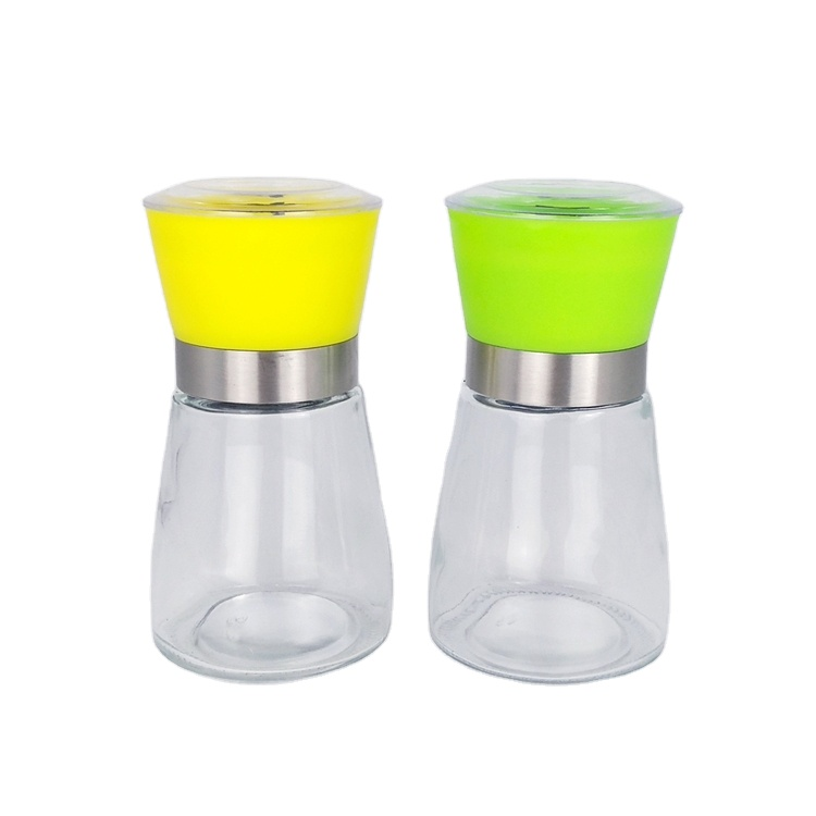 High quality 180ml manual glass grinder for pepper cumin sea salt