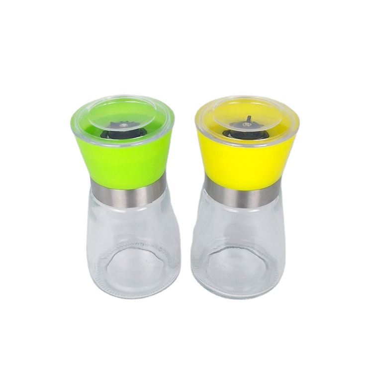 High quality 180ml manual glass grinder for pepper cumin sea salt