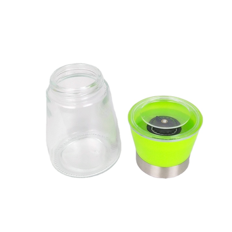 High quality 180ml manual glass grinder for pepper cumin sea salt