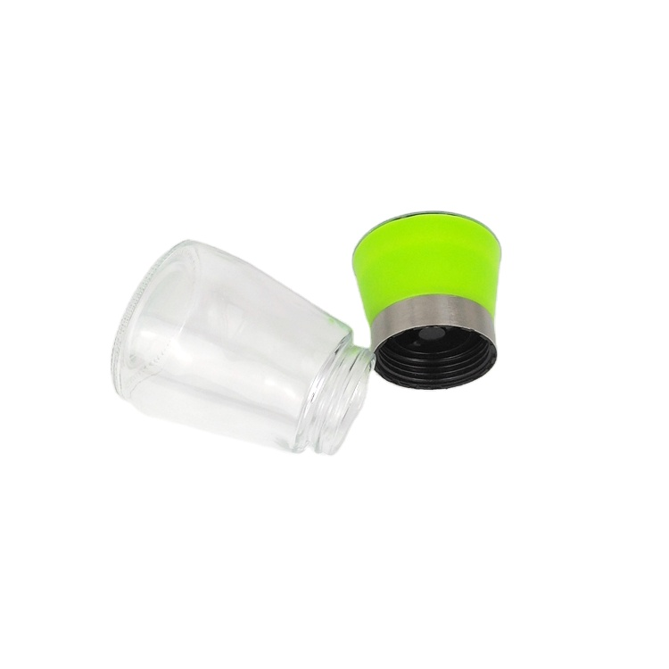 High quality 180ml manual glass grinder for pepper cumin sea salt