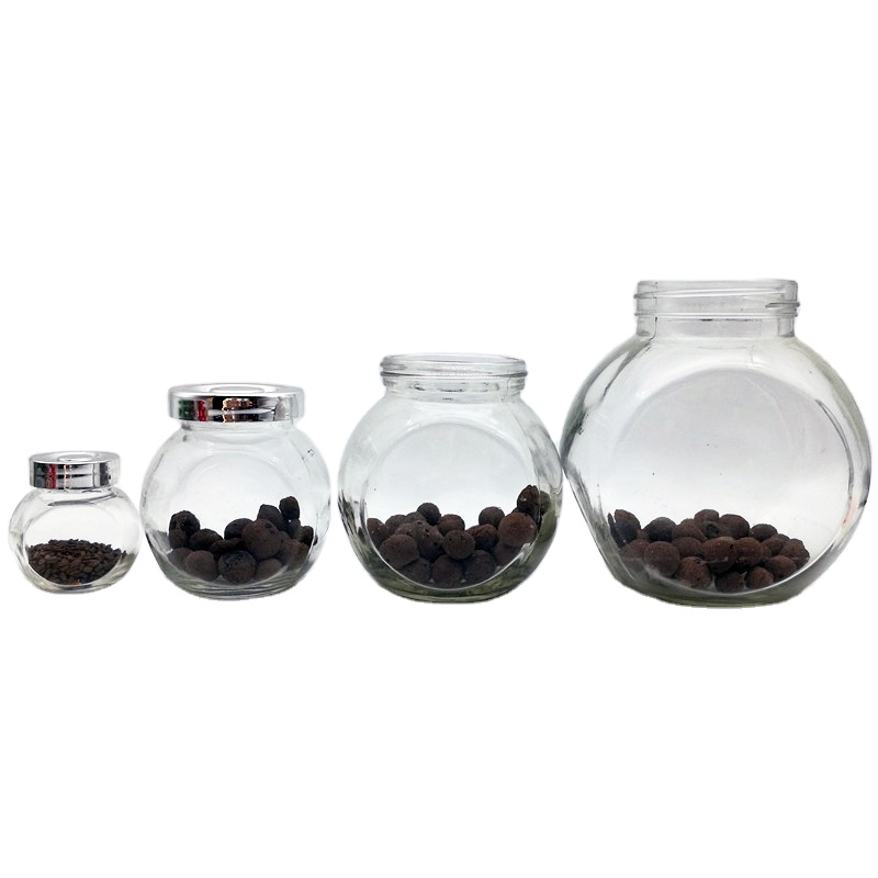 Kitchen seasoning bottle flat drum shaped glass storage jar 50ml 180ml 380ml 480ml wholesale