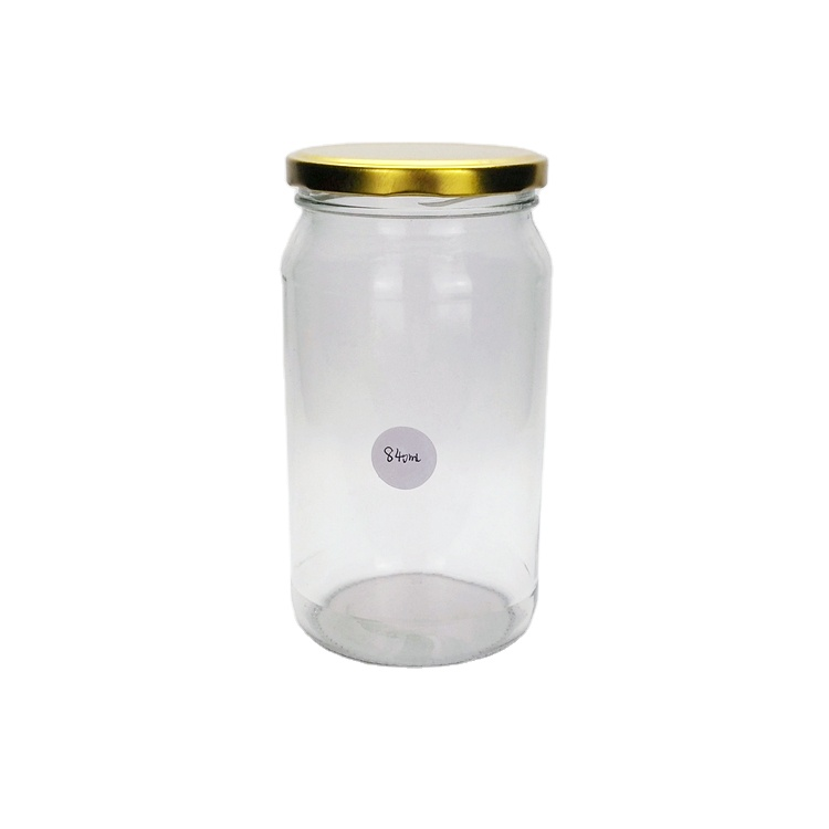 Wholesale 840ml clear round airtight glass packaging jars with 82mm metal lid