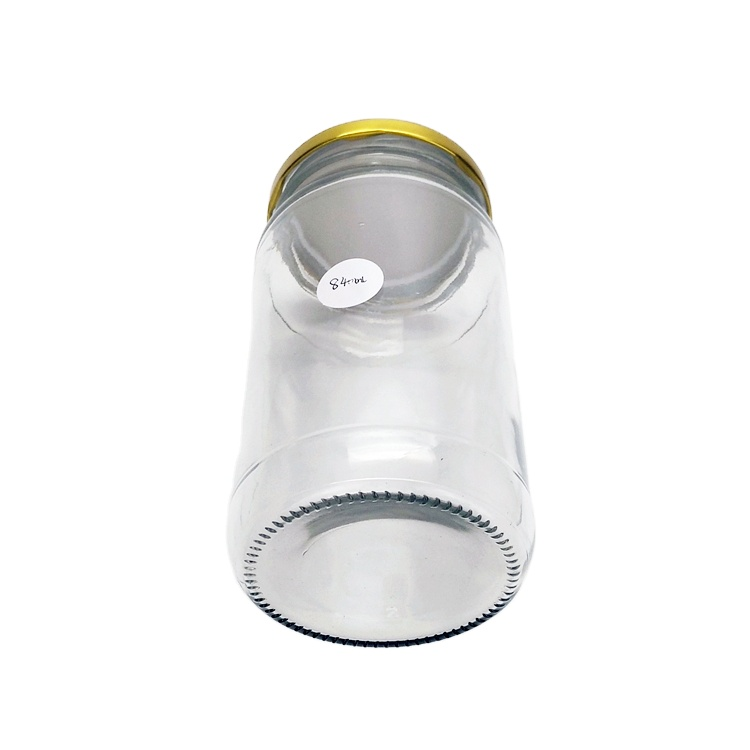 Wholesale 840ml clear round airtight glass packaging jars with 82mm metal lid