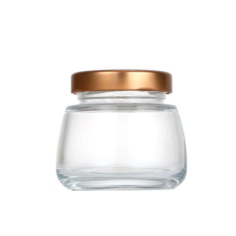 New design 50ml 75ml 120ml 150ml mini clear glass bird‘s nest jar with metal lid wholesale