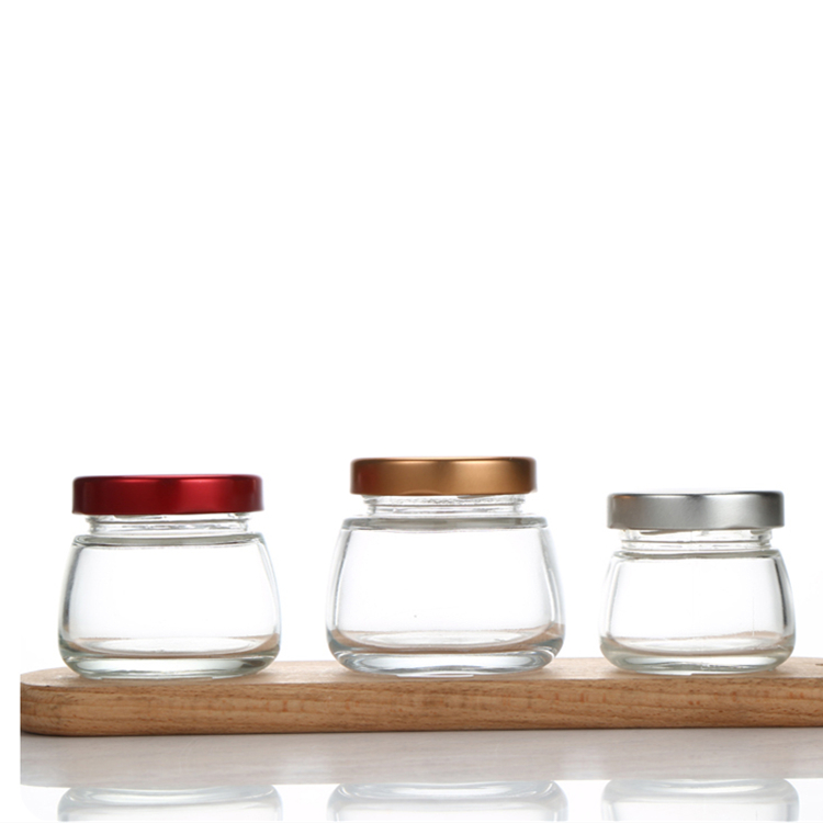 New design 50ml 75ml 120ml 150ml mini clear glass bird‘s nest jar with metal lid wholesale