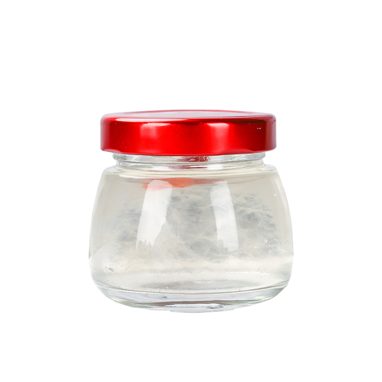 New design 50ml 75ml 120ml 150ml mini clear glass bird‘s nest jar with metal lid wholesale