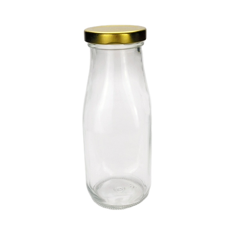 Factory price food grade 300ml glass milk bottle with metal lid