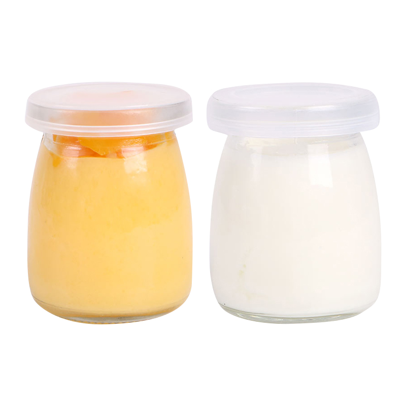 Customized logo 100ml 150ml 200ml empty glass mousse pudding jam jar with plastic lid