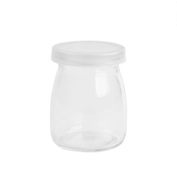 Customized logo 100ml 150ml 200ml empty glass mousse pudding jam jar with plastic lid