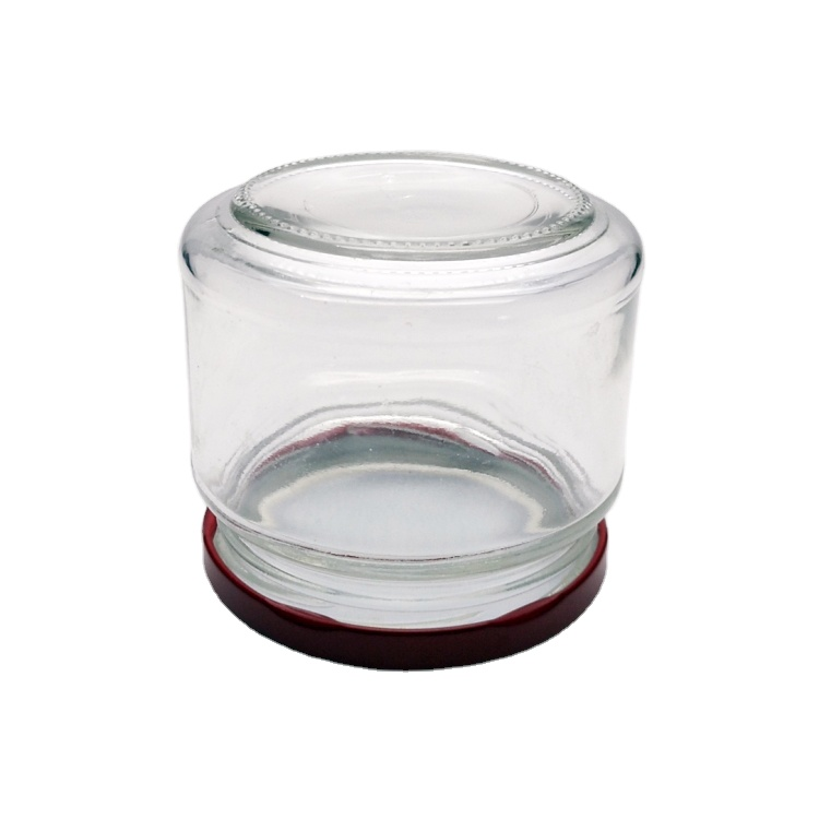 Food grade 300ml clear wide mouth glass jar with metal lid in stock