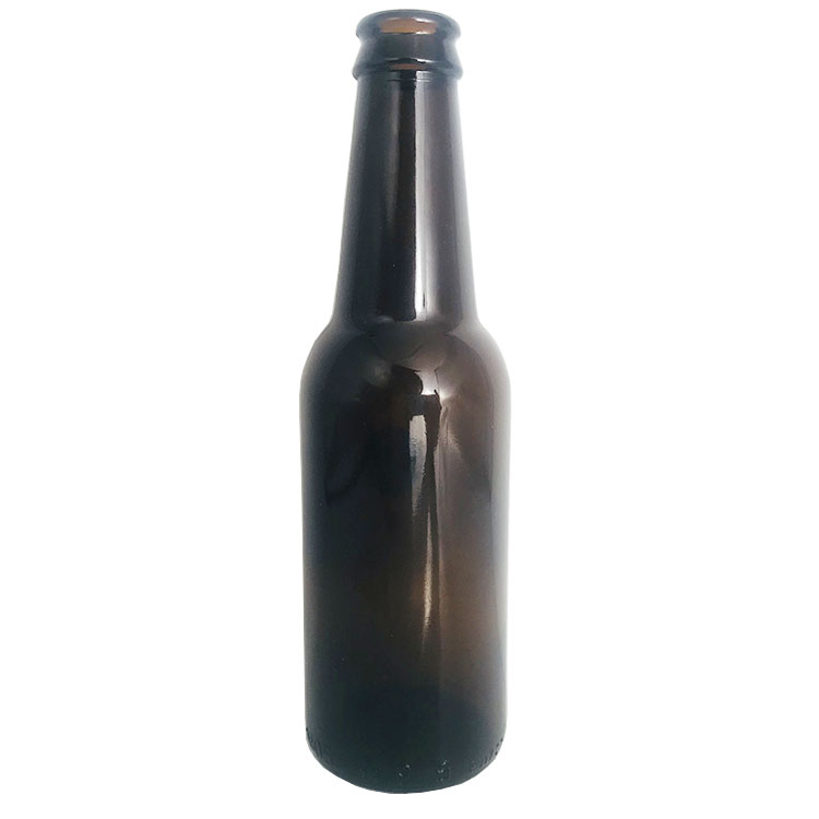 250 ml amber color glass beer bottle with crown cap