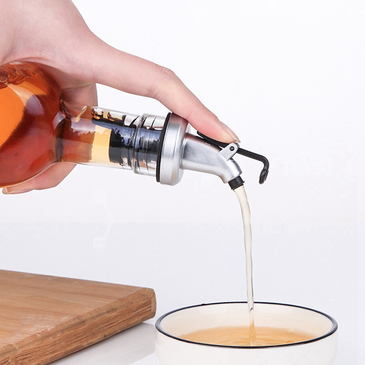 kitchen 500ml square glass vinegar bottle oil bottle with with pourer spout lid