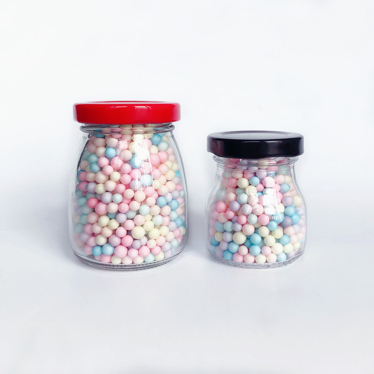 customized 50ml 100ml 200ml glass jelly jar pudding jar with metal lid