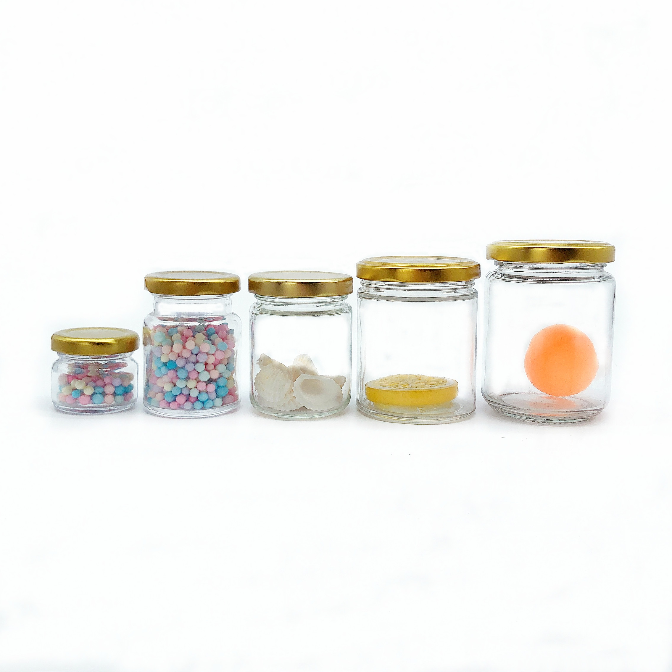 30ml-250ml round clear glass storage jar for food with lug cap