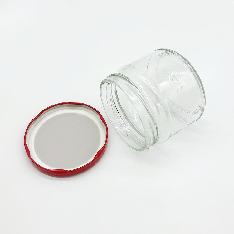 food grade 300ml clear round glass pickle jar with metal lid