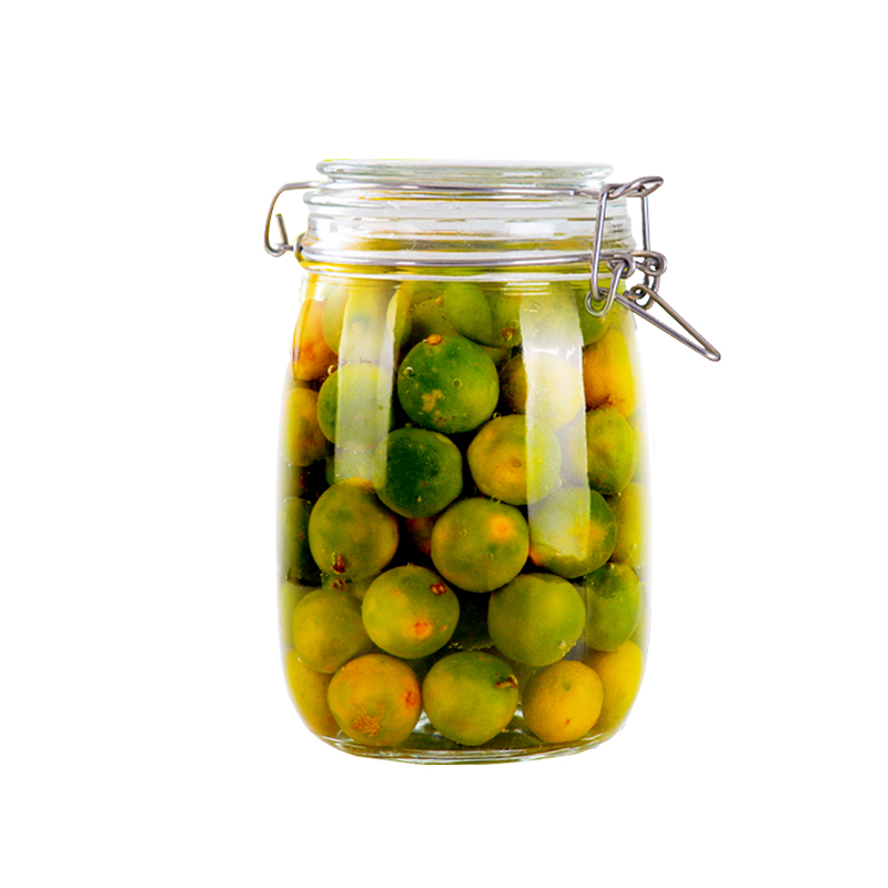 Airtight 750ml round shape glass pickles jars with swing top oven safe jars