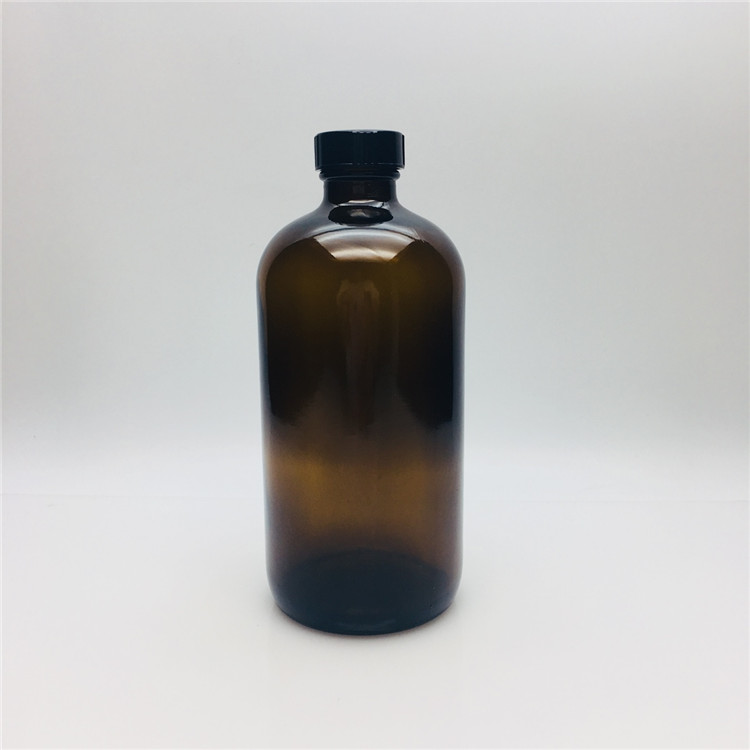 Boston round 500ml amber brown glass bottles for Potion with plastic 28-410 screw cap