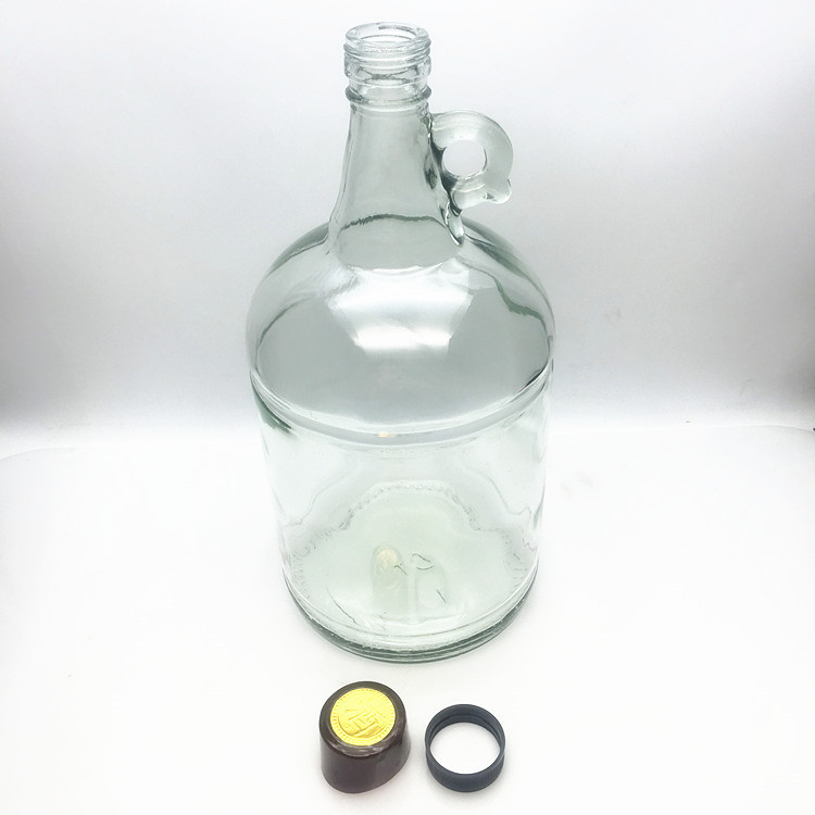 Clear 107oz 3Liter glass growler wine beer bottle with small handle cap