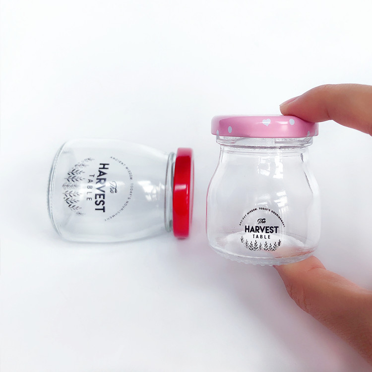 customized 50ml 100ml 200ml glass jelly jar pudding jar with metal lid