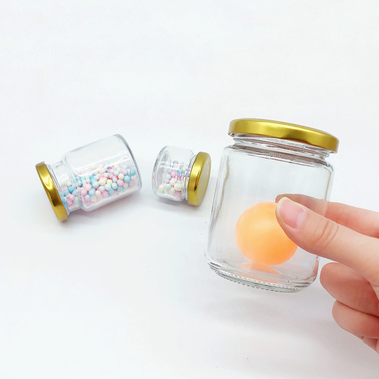 30ml-250ml round clear glass storage jar for food with lug cap