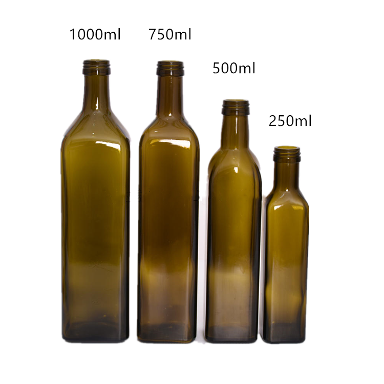 hot sale 100ml-1L square glass storage bottle for olive oil with lid