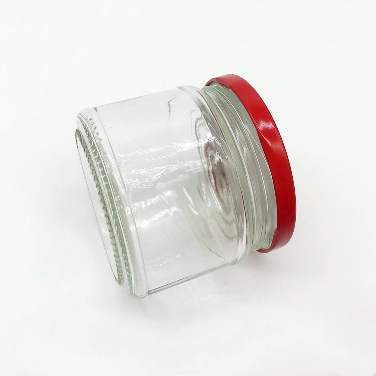 food grade 300ml clear round glass pickle jar with metal lid