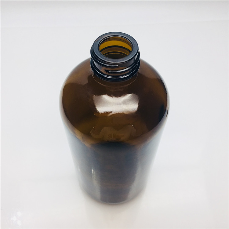 Boston round 500ml amber brown glass bottles for Potion with plastic 28-410 screw cap