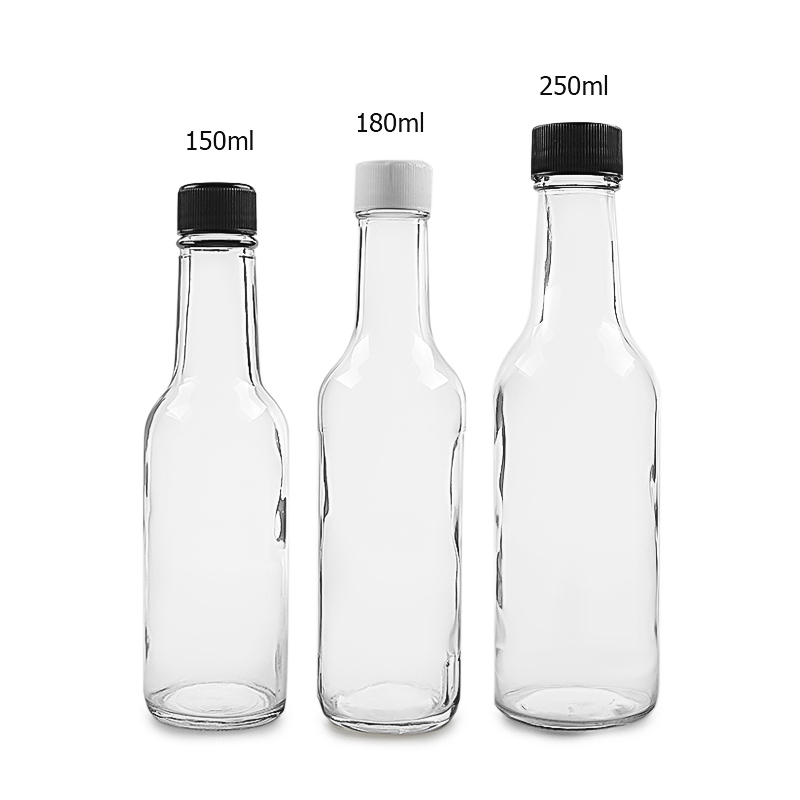 wholesale empty transparent 5-8oz hot chili sauce glass bottle with plastic lid