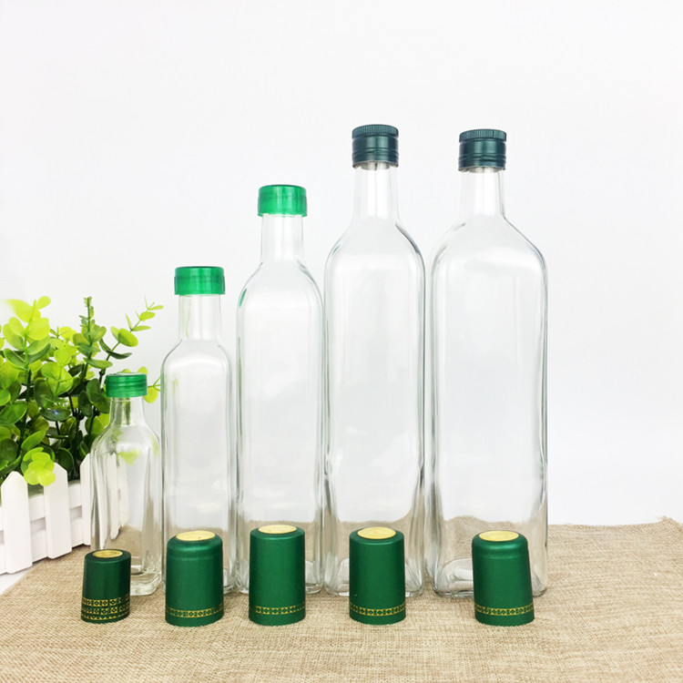 hot sale 100ml-1L square glass storage bottle for olive oil with lid